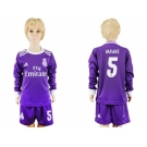 Real Madrid #5 Varane Away Long Sleeves Kid Soccer Club Jersey