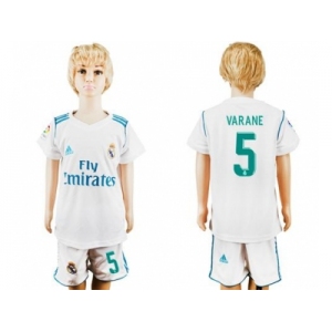 Real Madrid #5 Varane White Home Kid Soccer Club Jersey