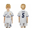 Real Madrid #5 Zidane White Home Kid Soccer Club Jersey1