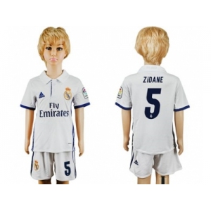 Real Madrid #5 Zidane White Home Kid Soccer Club Jersey1