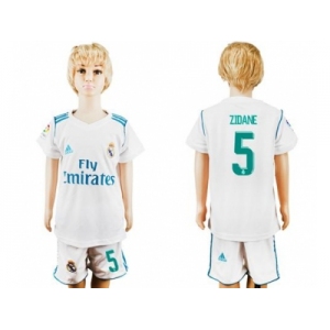 Real Madrid #5 Zidane White Home Kid Soccer Club Jersey