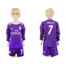 Real Madrid #7 Ronaldo Away Long Sleeves Kid Soccer Club Jersey