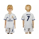 Real Madrid #7 Ronaldo White Home Kid Soccer Club Jersey1