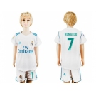 Real Madrid #7 Ronaldo White Home Kid Soccer Club Jersey