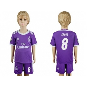 Real Madrid #8 Kroos Away Kid Soccer Club Jersey2