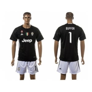 Juventus #1 Buffon Black Goalkeeper Soccer Club Jersey