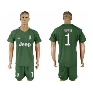 Juventus #1 Buffon Green Goalkeeper Soccer Club Jersey