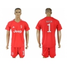 Juventus #1 Buffon Red Goalkeeper Soccer Club Jersey