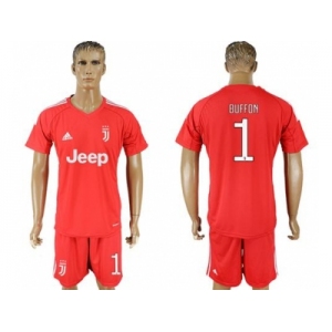Juventus #1 Buffon Red Goalkeeper Soccer Club Jersey