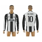 Juventus #10 Del Piero Home Long Sleeves Soccer Club Jersey 1