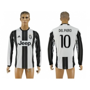 Juventus #10 Del Piero Home Long Sleeves Soccer Club Jersey 1