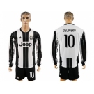 Juventus #10 Del Piero Home Long Sleeves Soccer Club Jersey