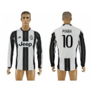 Juventus #10 Pogba Home Long Sleeves Soccer Club Jersey 1