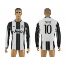 Juventus #10 Tevez Home Long Sleeves Soccer Club Jersey