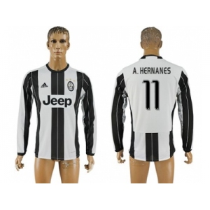 Juventus #11 A.Hernanes Home Long Sleeves Soccer Club Jersey 1