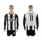 Juventus #11 Coman Home Long Sleeves Soccer Club Jersey