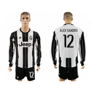 Juventus #12 Alex Sandro Home Long Sleeves Soccer Club Jersey 1