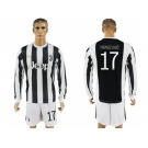 Juventus #17 Mandzukic Home Long Sleeves Soccer Club Jersey