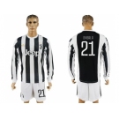 Juventus #21 Dybala Home Long Sleeves Soccer Club Jersey