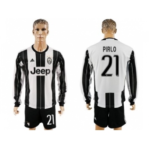 Juventus #21 Pirlo Home Long Sleeves Soccer Club Jersey