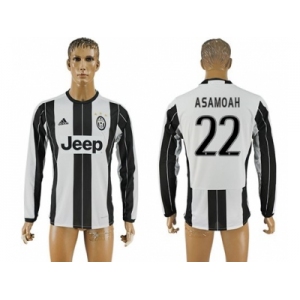 Juventus #22 Asamoah Home Long Sleeves Soccer Club Jersey 2