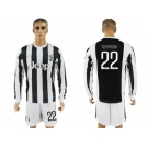 Juventus #22 Asamoah Home Long Sleeves Soccer Club Jersey