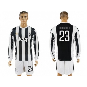 Juventus #23 Dani Alves Home Long Sleeves Soccer Club Jersey