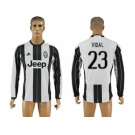 Juventus #23 Vidal Home Long Sleeves Soccer Club Jersey 1