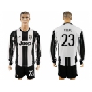 Juventus #23 Vidal Home Long Sleeves Soccer Club Jersey