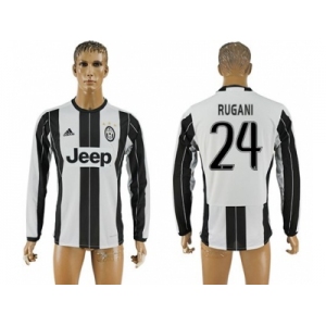 Juventus #24 Rugani Home Long Sleeves Soccer Club Jersey 2