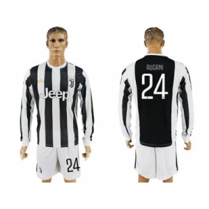 Juventus #24 Rugani Home Long Sleeves Soccer Club Jersey