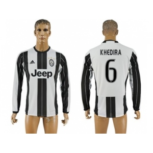 Juventus #6 Khedira Home Long Sleeves Soccer Club Jersey 2