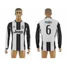 Juventus #6 Pogba Home Long Sleeves Soccer Club Jersey 1