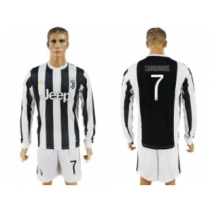 Juventus #7 Cuadrado Home Long Sleeves Soccer Club Jersey