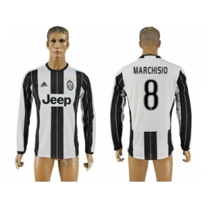 Juventus #8 Marchisio Home Long Sleeves Soccer Club Jersey 2