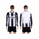 Juventus Blank Home Long Sleeves Soccer Club Jersey 1