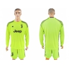 Juventus Blank Shiny Green Goalkeeper Long Sleeves Soccer Club Jersey