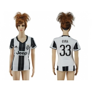 Women's Juventus #33 Evra Home Soccer Club Jersey