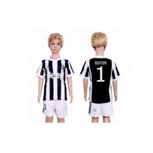 Juventus #1 Buffon Home Kid Soccer Club Jersey