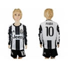 Juventus #10 Pogba Home Long Sleeves Kid Soccer Club Jersey