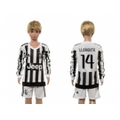 Juventus #14 Llorente Home Long Sleeves Kid Soccer Club Jersey