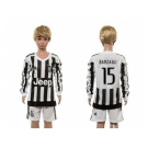 Juventus #15 Barzagli Home Long Sleeves Kid Soccer Club Jersey