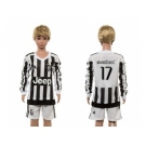 Juventus #17 Mandzukic Home Long Sleeves Kid Soccer Club Jersey