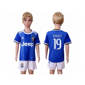 Juventus #19 Bonucci Away Kid Soccer Club Jersey