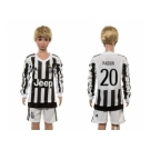 Juventus #20 Padoin Home Long Sleeves Kid Soccer Club Jersey