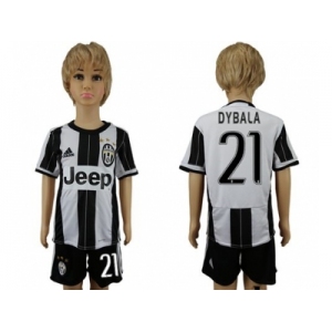 Juventus #21 Dybala Home Kid Soccer Club Jersey1