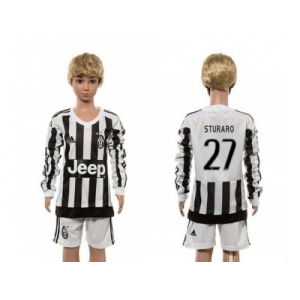 Juventus #27 Sturaro Home Long Sleeves Kid Soccer Club Jersey