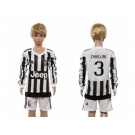 Juventus #3 Chiellini Home Long Sleeves Kid Soccer Club Jersey1