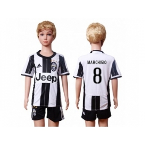 Juventus #8 Marchisio Home Kid Soccer Club Jersey1
