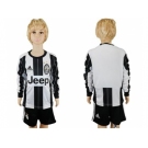 Juventus Blank Home Long Sleeves Kid Soccer Club Jersey